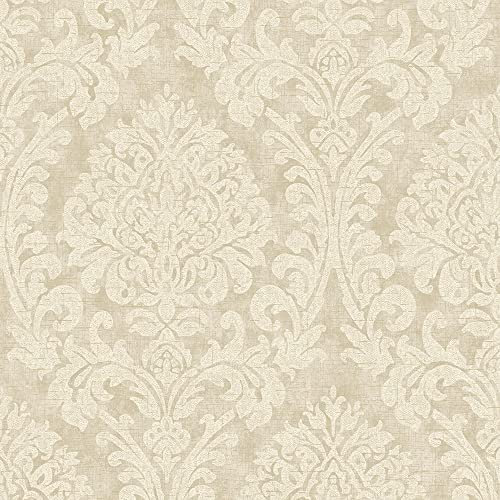Grandeco Vliestapete Nomad A50102 Damast Optik Beige Grau Glitzer