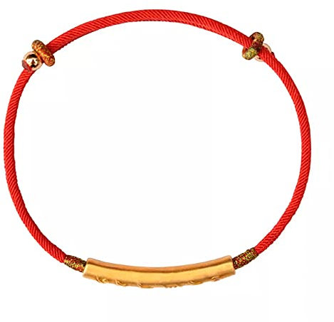 WLLLTY Damenarmband 999 Sterling Silber Gold Weibliche Dünne Rote Schnur Armband Schmuck Geschenk