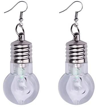 Holibanna 2 Paar Glühbirnen-ohrringe Ohrstecker Für Damen Weihnachtsohrringe Zum Leuchten Bringen Glühbirne Ohrringe Disco-ohrringe Party-ohrringe Beleuchtung Plastik Nachtclub Weiß Fräulein
