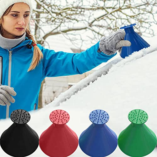 CHANGZHONG Auto eiskratzer mit Trichter Windschutzscheiben Eiskratzer für Auto Windschutzscheibe Fensterscheiben runde 360 Grad magischer Schnee Scraper Ice Wonder kegelförmig (4 Stücke)