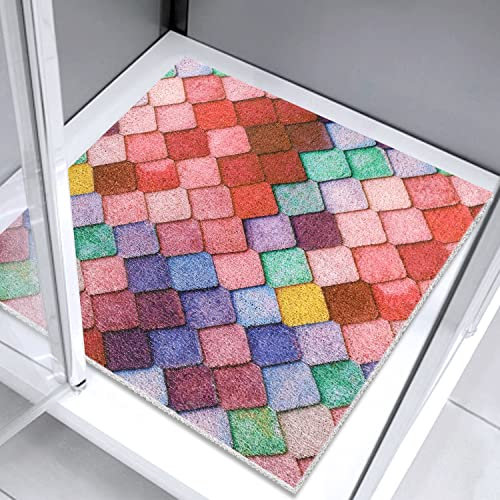 Square Shower Mat Non Slip 60x60 cm, Bath Mat Non Slip Non Mould, Soft Loofah Shower Mats for Inside Shower, Massage Bathroom Floor Rug Carpet with Anti-slip Grid Bottom, Quick Dry