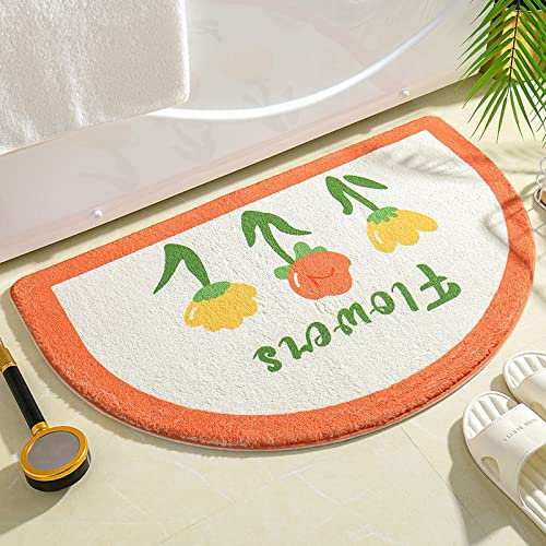 Badezimmerteppich Orange-Gelbe Blume Badematte Flauschig Mikrofaser Badvorleger rutschfest Duschvorleger Schnelltrocknend Badteppich Waschbar Duschvorleger Verdicken Badematten Badmatte 50x80cm