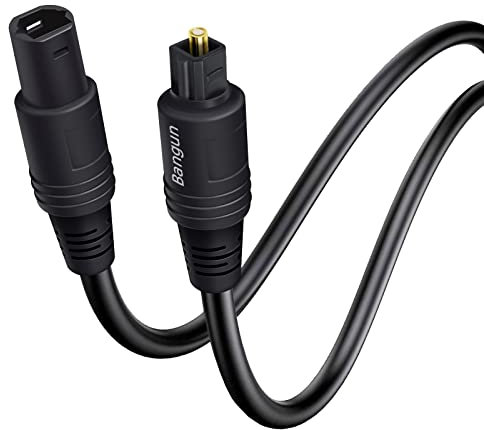 Bangun Optical Audio Cable Extension 6ft, Toslink Male to Female Extender, Soundbar/TV/PS4/Xbox/Home Theater Compatible