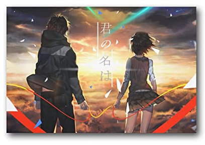 Your Name Kimi No Na Wa Anime Cartoon Poster Miyamizu Mitsuha Leinwand-Kunst-Poster und Wandkunst-Bilddruck, moderne Familiendekoration, Poster, 50 x 75 cm