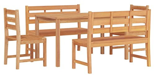 vidaXL Gartenmöbel 5-TLG. Tisch Bank Stuhl Gartengarnitur Sitzgruppe Gartenset Sitzgarnitur Gartentisch Esstisch Gartenbank Gartenstuhl Massivholz Teak