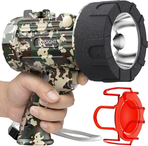 BUYSIGHT Rechargeable Flashlight 1500 Lumens - Waterproof - With Red Filter - Green Camouflage