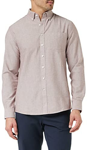 Farah - Men’s Oxford Shirt, Drayton Long Sleeve Oxford Shirt, Smart Casual Work Shirt, Oxblood, L