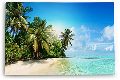 Wandbild 120x80cm Karibik Südsee Palmen Strand Meer Sommer Sonne
