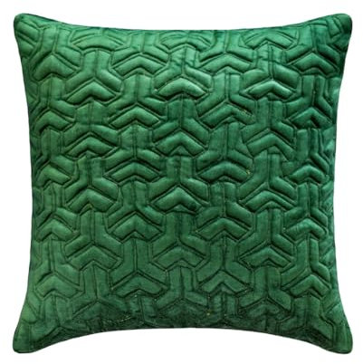 The HomeCentric Dekorativ Smaragdgrün Kissen Überzüge, 2 Stück, 40x40 cm (16x16) Samt Kissen, Kissenhülle mit Gesteppt, Geometrisch Kissen, Modern Kissen Überzüge - Emeraude Sea