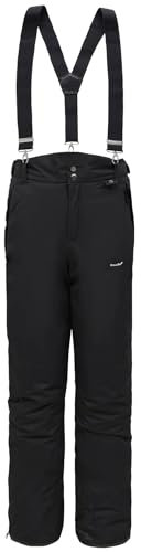 BenBoy Damen Skihose Schneehose Wasserdicht Warm Gefüttert Abnehmbaren Softshellhose Hosenträgerhose mit Verstellbarer Latzhose Outdoorhose Winddicht Snowboardhose Winter HXK7441W-Black-2XL