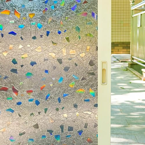Vinilo para Ventanas Privacidad,90x200cm Película para Ventanas 3D Efecto Arcoíris,Autoadhesiva Lámina para Ventana Privacidad,Lámina Estática para Ventana Opaca