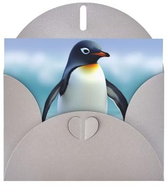 DOFFO Niedliche Pinguin bedruckte Grußkarten Perlglanzpapier Weihnachtskarte Hochzeitskarte Lustige Geburtstagskarte Blanko-Karten und Umschläge Thinking Of You Karten Geburtstagseinladungen