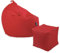 Premium 2-in-1 Sitzsack mit Füllung | Fußhocker | für Kinder & Erwachsene | Outdoor & Indoor | Sitzkissen | Bodenkissen | Wasser- & schmutzabweisend + Sitzpouf 35x35x35cm (Rot, 145 CM + Sitzspouf)