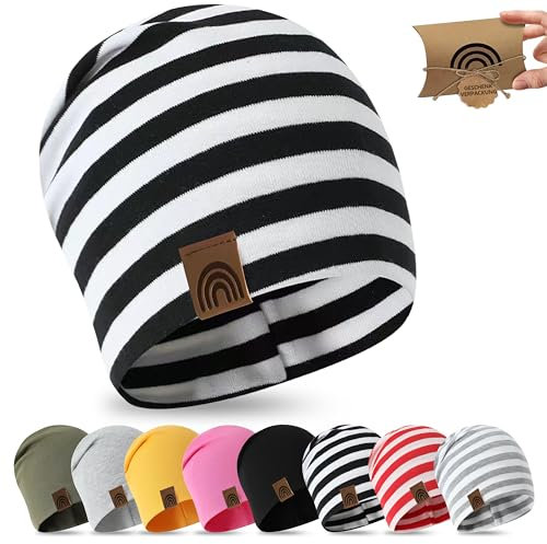 fenchi's AUSTRIA Kinder Beanie 6M-2 Jahre 48-52cm, Frühling Übergangszeit Mütze Slouch in Geschenkverpackung, Baumwolle