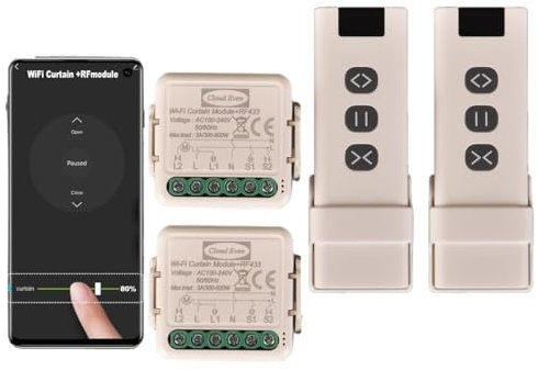 Interruttore Tapparelle rf+WiFi, con Telecomandi RF e Modulo Ricevitore, Controllo Tapparelle Elettriche per Tende e Persiane, 433MHz Modulo Comando Timer, Smart Life app (2)