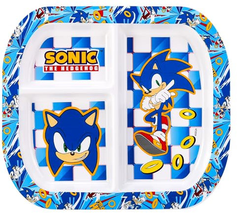 Zawadi Global Sonic The Hedgehog 3 Section Reusable Childrens Kids Toddlers Divided Breakfast Lunch Dinner Plate