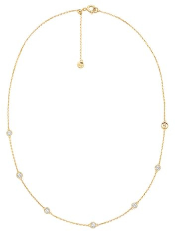 Michael Kors – Premium Kors Brilliance goldfarbene Station-Halskette aus Sterlingsilber für Damen, MKC1714CZ710