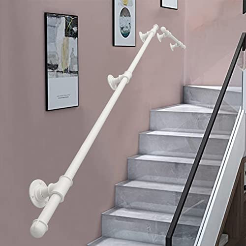 Moderne Treppenhandläufe, Geländer, Stützstangen-Set, Haltegriff für den Außenbereich, Treppengeländer für den Innen- und Außenbereich, weiße Handläufe, Balustrade zur Wandmontage (Größe: 8,2 Fuß) (4