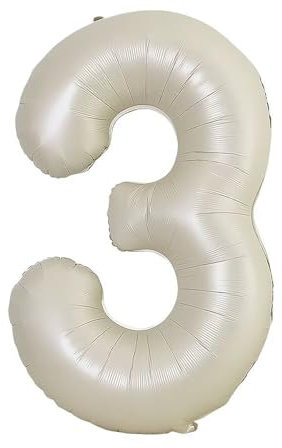 Vthoviwa 40 Zoll/18 Farbens Luftballon Zahlen 3 Milchweiß, Luftballon 3. Geburtstag Foil Ballon, 0123456789,10-19,20-25,30,40,50,60,70,80,90, Folienballon 3 Party Dekoration Helium Unterstützen