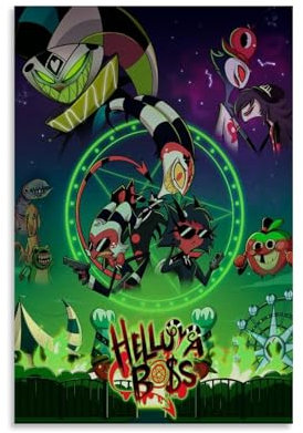 WHYUOH Helluva Boss Hazbin Hotel, amerikanisches Fernsehen, Cartoon-Poster, Leinwand, Wandkunst, Heimdekoration, Gemälde, dekorative Poster für Wohnzimmer, Schlafzimmer, 30 x 45 cm, ungerahmter Stil