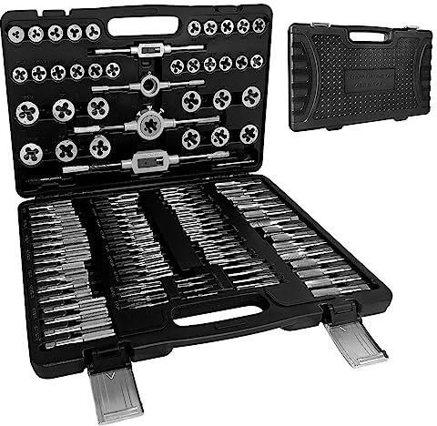 ROSEJANE 110-Tlg. Gewindeschneidsatz Gewindeschneid Schneideisen Gewindebohrer Satz M2-M18 Gewindeschneide, mit Kunststoffkoffer