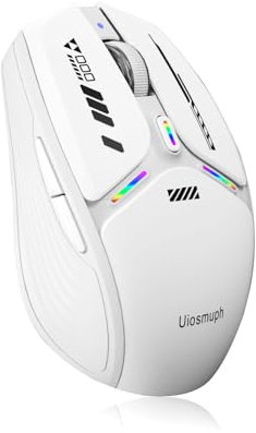Uiosmuph G19 Mouse Wireless Bluetooth, 3 Modalità (BT5.1/5.0+2.4G) Ricaricabile Mouse Senza Fili, livello della batteria visibile, 1600 DPI Mouse per Laptop, MacBook, PC, Windows, Android, Bianco
