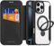 DUX DUCIS Magnetic for iPhone 16 Pro Max Case, Compatible with MagSafe, 360°Spin Magnetic Stand, Premium PU Leather Wallet Case Flip with RFID Blocking Clear Shockproof Phone Cases Cover (Black)