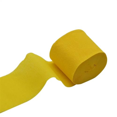 Krepppapier-Rollen 4 Stück 5 cm * 10 Meter Krepppapier Luftschlangen Seidenpapierrolle Blume Handwerk Herstellung Geburtstag Hochzeit Party Hintergrund DIY Dekoration Zum Basteln Dekorieren(Gold yello
