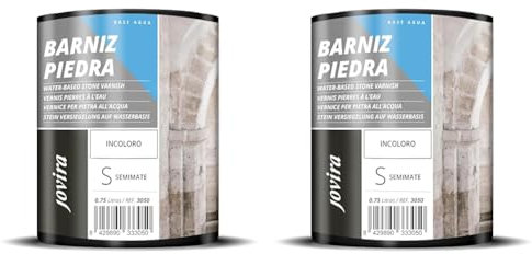 JOVIRA PINTURAS Vernis Pierre à 'eau, Brique, terrazzo, ardoise, béton, terre cuite, aspect naturel incolore. (750 Millilitres, Semimat) (Lot de 2)