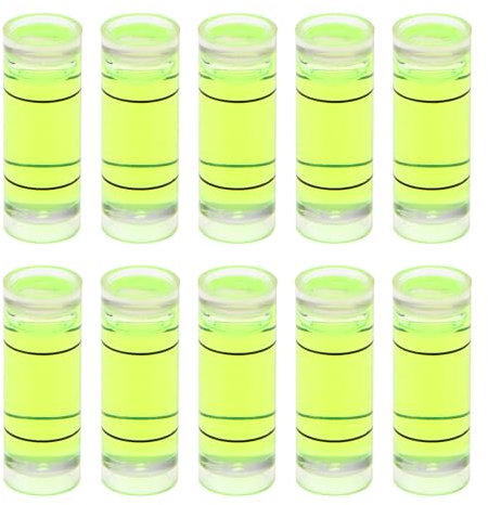 sourcing map 10pcs Small Cylindrical Bubble Level Vials 9x25mm PMMA Mini Horizontal Bubble Spirit Level Measuring Layout Tools for RV TV Picture Frame Hanging Tool Leveler