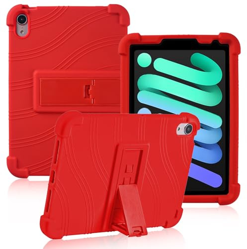 ATOOZ for iPad mini 7 Case 2024 (A17 Pro),Red | iPad mini 7th/mini 6th Generation Case for Kids (2024/2021) with Stand Soft Silicone