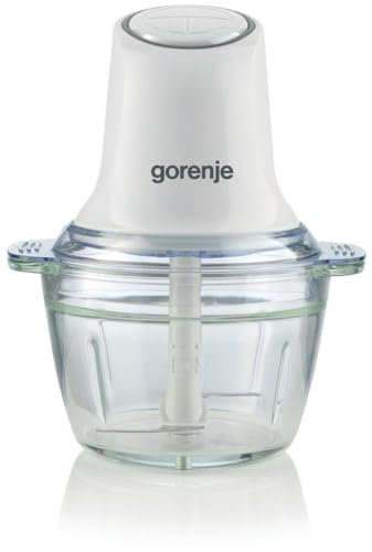 Gorenje S501GW Zerkleinerer/Turbotaste / 500 W/Edestahl Doppelklinge/Spülmaschinen geeignet/Glasbehälter mit Messskala/Sicherheitsschalter/Griff am Behälter/AC Motor/Weiß