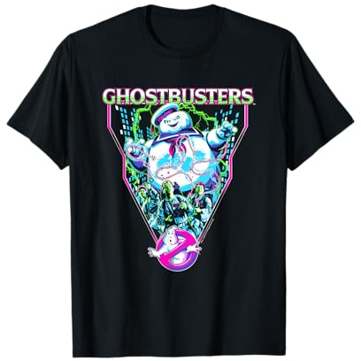 Ghostbusters Group Shot Colorful Neon Big Chest Poster T-Shirt