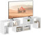 HOMCOM TV Stand for TVs up to 75 Inches, Free Combination TV Unit with Storage Shelves, Extendable Entertainment Centre for Living Room, White Wood Grain