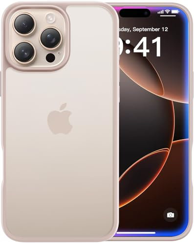 CASEKOO Armor Shockproof Designed for iPhone 16 Pro Case [12FT Military Grade Protection] Matte Finish Protective Phone Case Anti-Fingerprint Thin Slim Hard Cover for iPhone 16 Pro - Rose Gold