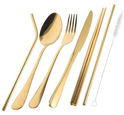 UPKOCH 1 Ensemble Set de Couverts Inoxydable pour Voyage Rangement Kit de Vaisselle Portable pour Camping Activités Extérieures