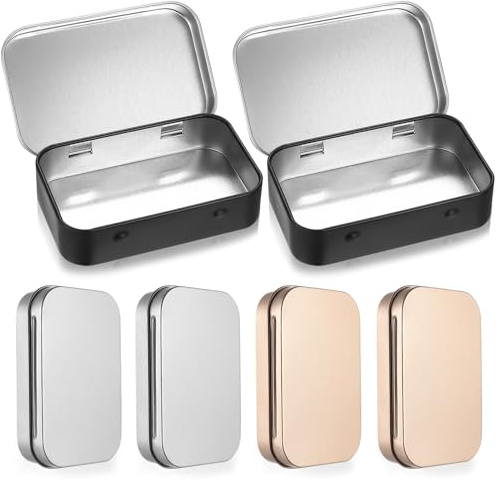 6 Stück Metal Tins, Kleine Metalldöschen, Kleine Metalldosen mit Deckel, Blechdosen mit Deckel, Metall Boxen Mini Aufbewahrungsbox für Zuhause Sügigkeiten Kleinteile Organizer(9,5 x 6 x 2,2 cm)