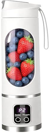 Wxeadu Portable Blender Smoothie Maker, 450ml Mini Blender with 12 Blades, 1500mAh USB Rechargeable Fruit Veggie Juicer, Personal Blender, Portable Smoothie Blender for Fruits Shakes, Travel, Home