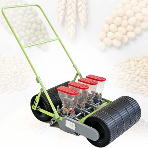 EXSHUING Semoir Manuel À Pousser pour Jardin en Terrasse, 1 À 6 Rangs, Compatible avec Les Graines De Moins De 10 Mm, Profondeur De Semis : 0 À 5 Cm, pour Le Maïs Les Haricots Et Les Carottes(4-Row)