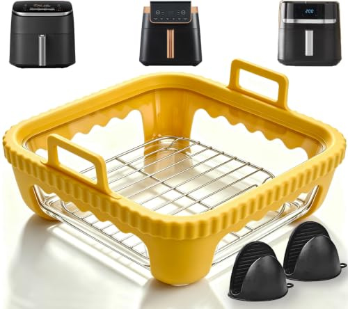 5-Teiliges Glas Auflaufform für Cosori Turboblaze Airfryer Zubehör 6-8.3L | Airfryer Zubehör für Cosori Turboblaze 6L/Ninja Heißluftfritteuse AF180EU 6,2 L/RUSSELL HOBBS XXL 8.3L Kraztfest BPA-frei