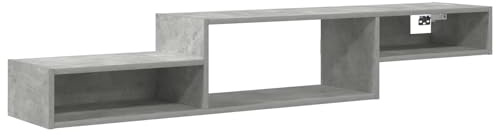 XHNIFBN Meuble TV Mural 150 cm, Console TV Flottante en Bois d'Ingénierie pour Salon et Chambre, Meuble de Rangement Multimédia Suspendu, Design Moderne Gain de Place, Gris Béton