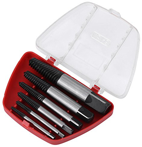 6 Stück Schraubenausdreher Set Profi HSS für beschädigte und abgerissene Schrauben und Bolzen 4 mm bis 25 mm mit Kunststoffkoffer