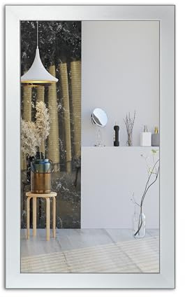 Spiegel MIT Rahmen 32 GRÖßEN 140/50, 50/140cm, 11 Farben Rahmen, Handgefertigte, breiter Fester Rahmen, Stabiler Rückwand, Rahmenleiste: 60x20mm, Rahmen Farbe: Aluminium