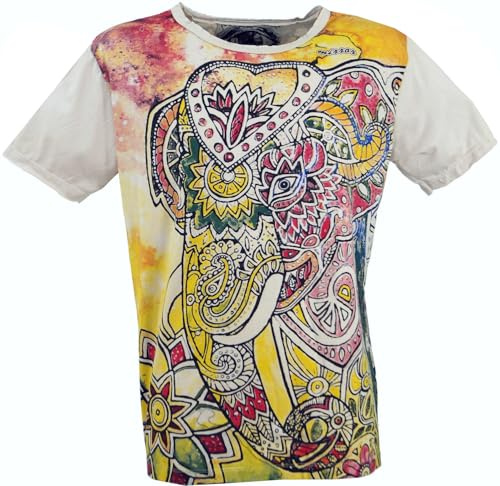 Mirror T-Shirt, Herren, Buddha Design, Happy Day/grau | 100% Baumwolle, normaler Schnitt, handgefertigter Siebdruck, ideal für Yoga und Partys, besonders weich und langlebig.