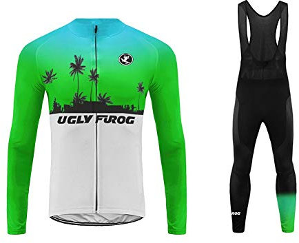 UGLY FROG Radtrikot Anzug Tarnung Bunt Outdoor Sports MTB männlich Gemütlich Radtrikot Langarm Herren Set Fahrradbekleidung Winter Thermo with Lange Hosen Gel Pad