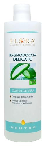 FLORA Bagnoschiuma Delicato e Neutro per Tutta la Famiglia | Ipoallergenico e Senza Profumo | Ricarica Eco da 1L con Aloe Vera BIO | Formula Vegana per Uomo, Donna, Bambino, Neonato | pH 5.5