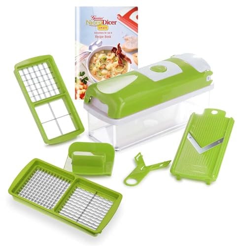Genius Nicer Dicer Smart 6-teilig Set - Gemüseschneider für Würfel, Stifte, Scheiben, Streifen & Viertel - Zwiebelschneider Zerkleinerer aus der TV-Werbung
