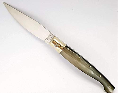 Artigiano Roberto Monni Coltello Artigianale Sardo Pattada Tascabile Con Manico in Corno - Collezione Sardegna ART45 - Lunghezza Lama 9cm, Manico 11cm