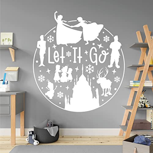 Wandaufkleber, Motiv: Anna und Elsa aus der Eiskönigin – Völlig unverfroren, Disney-inspiriert, Weiß