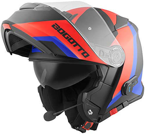 Bogotto V271 BT Zabu Bluetooth Klapphelm, schwarz/rot/blau, S